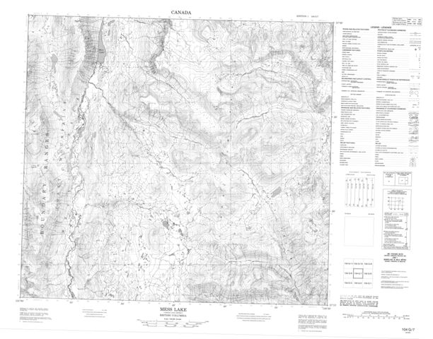 Mess Lake Topographic Paper Map 104G07 at 1:50,000 scale