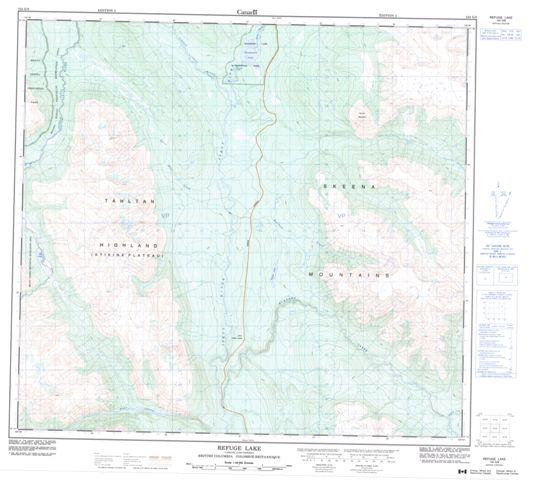 Refuge Lake Topographic Paper Map 104G08 at 1:50,000 scale