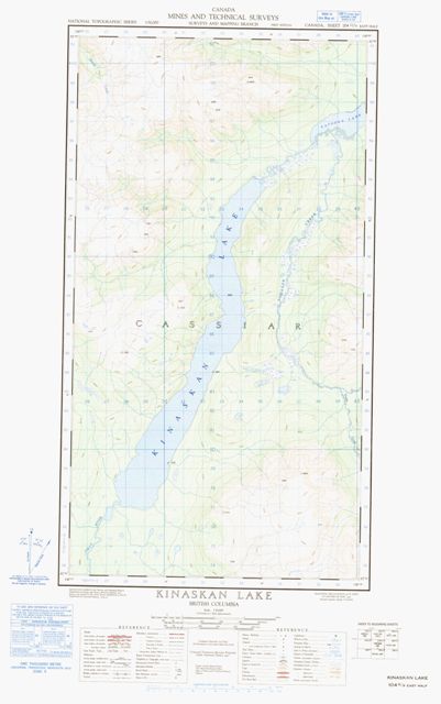 Kinaskan Lake Topographic Paper Map 104G09E at 1:50,000 scale