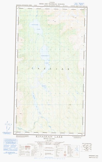 Kinaskan Lake Topographic Paper Map 104G09W at 1:50,000 scale
