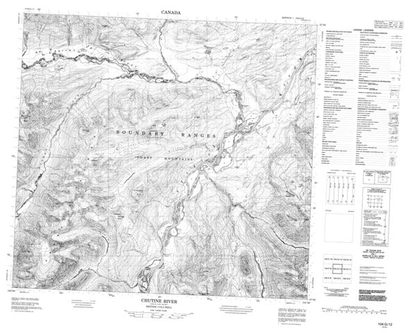 Chutine River Topographic Paper Map 104G12 at 1:50,000 scale