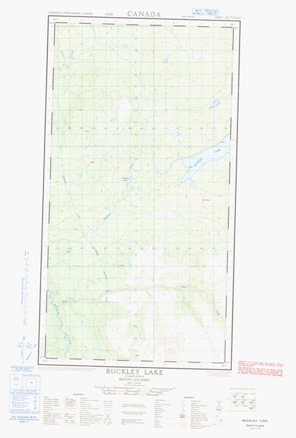 Buckley Lake Topographic Paper Map 104G15W at 1:50,000 scale