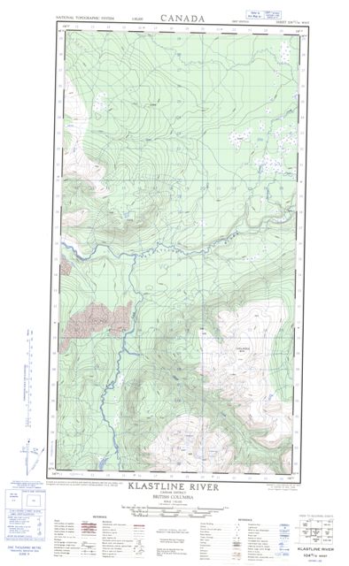 Klastline River Topographic Paper Map 104G16W at 1:50,000 scale