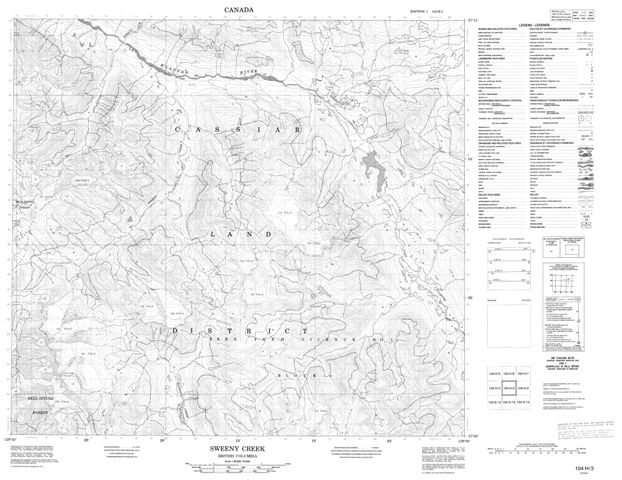 Sweeny Creek Topographic Paper Map 104H03 at 1:50,000 scale