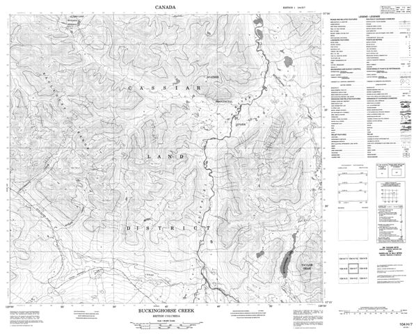 Buckinghorse Creek Topographic Paper Map 104H07 at 1:50,000 scale