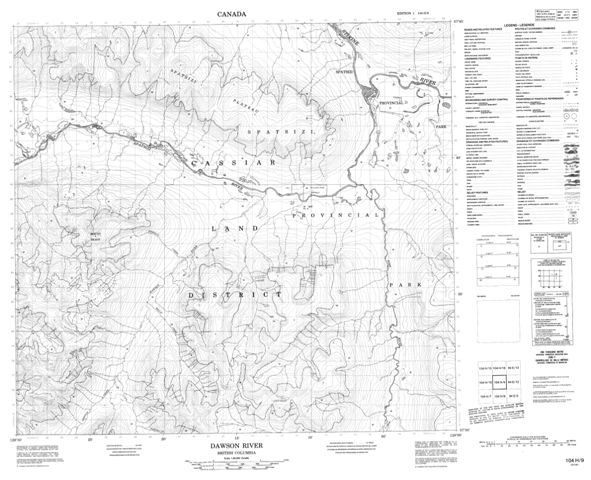 Dawson River Topographic Paper Map 104H09 at 1:50,000 scale
