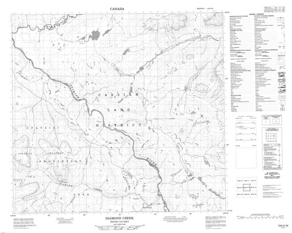 Diamond Creek Topographic Paper Map 104H16 at 1:50,000 scale