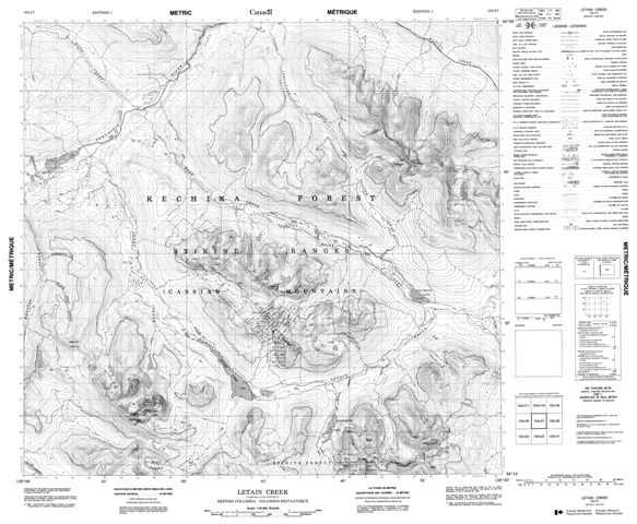 Letain Creek Topographic Paper Map 104I07 at 1:50,000 scale