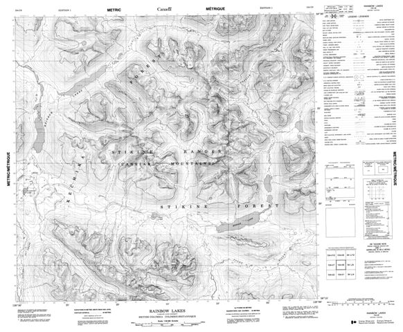 Rainbow Lakes Topographic Paper Map 104I08 at 1:50,000 scale