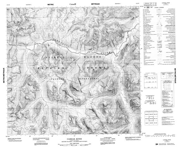 Cassiar River Topographic Paper Map 104I09 at 1:50,000 scale