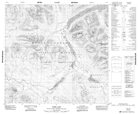 Hard Lake Topographic Paper Map 104I11 at 1:50,000 scale