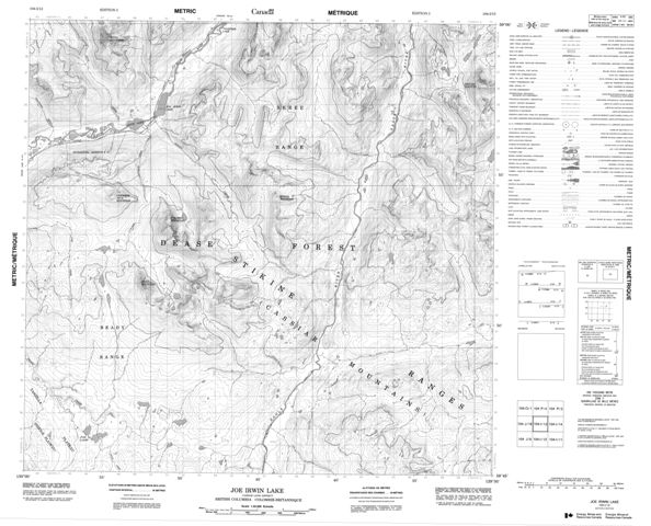 Joe Irwin Lake Topographic Paper Map 104I13 at 1:50,000 scale