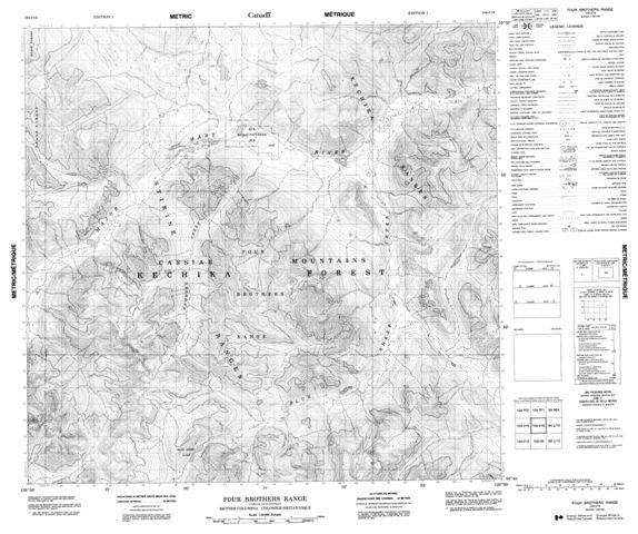 Four Brothers Range Topographic Paper Map 104I16 at 1:50,000 scale