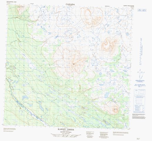 Kawdy Creek Topographic Paper Map 104J14 at 1:50,000 scale