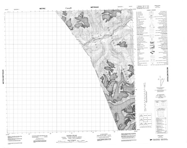 Bates Peak Topographic Paper Map 104K03 at 1:50,000 scale