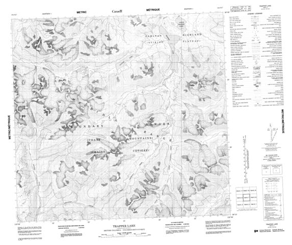 Trapper Lake Topographic Paper Map 104K07 at 1:50,000 scale