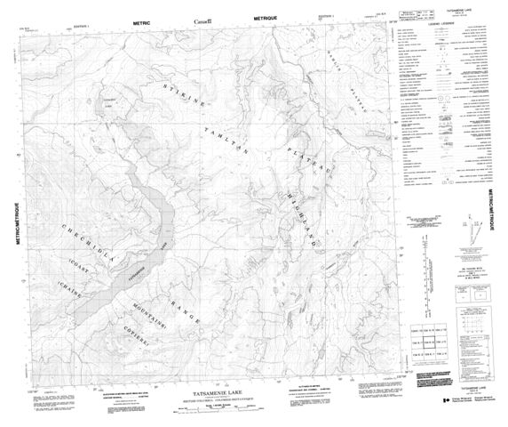 Tatsamenie Lake Topographic Paper Map 104K08 at 1:50,000 scale
