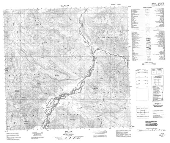 Inklin Topographic Paper Map 104K14 at 1:50,000 scale