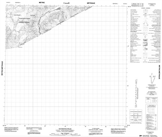 Raymond Peak Topographic Paper Map 104M12 at 1:50,000 scale