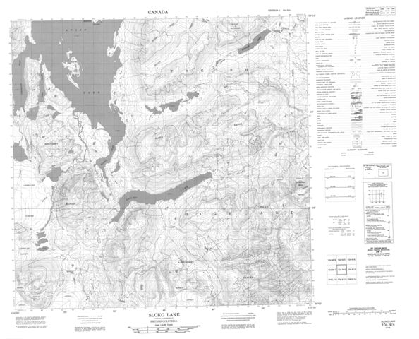 Sloko Lake Topographic Paper Map 104N04 at 1:50,000 scale