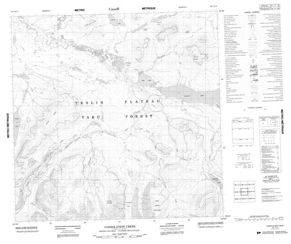 Consolation Creek Topographic Paper Map 104N14 at 1:50,000 scale