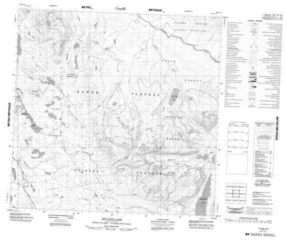 Hyland Lake Topographic Paper Map 104O05 at 1:50,000 scale