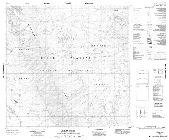 Johnny Creek Topographic Paper Map 104P07 at 1:50,000 scale