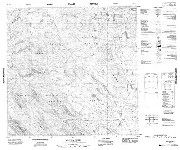 Mustela Creek Topographic Paper Map 104P09 at 1:50,000 scale
