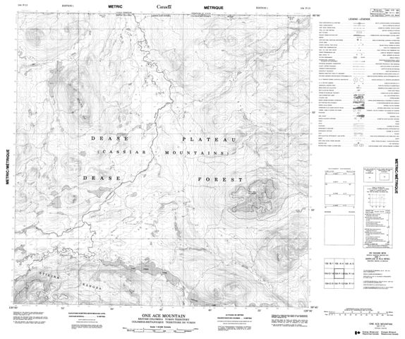 One Ace Mountain Topographic Paper Map 104P13 at 1:50,000 scale