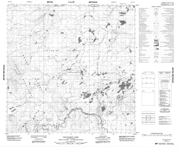 Old Faddy Lake Topographic Paper Map 104P14 at 1:50,000 scale