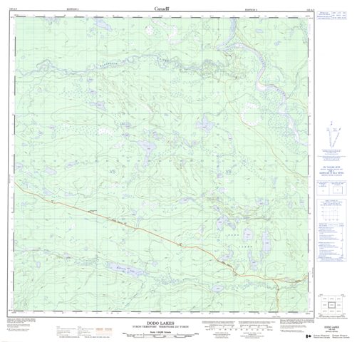 Dodo Lakes Topographic Paper Map 105A03 at 1:50,000 scale