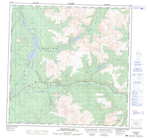Daughney Lake Topographic Paper Map 105B02 at 1:50,000 scale