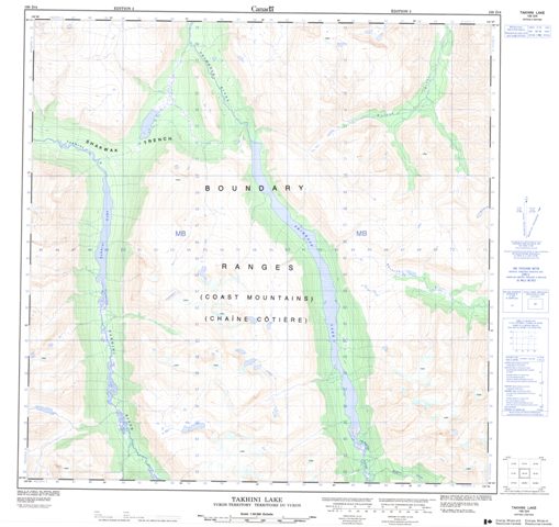 Takhini Lake Topographic Paper Map 105D04 at 1:50,000 scale