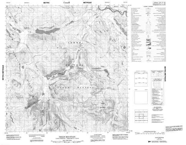 Teslin Mountain Topographic Paper Map 105E02 at 1:50,000 scale
