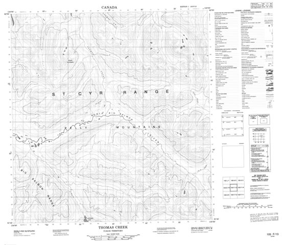 Thomas Creek Topographic Paper Map 105F13 at 1:50,000 scale