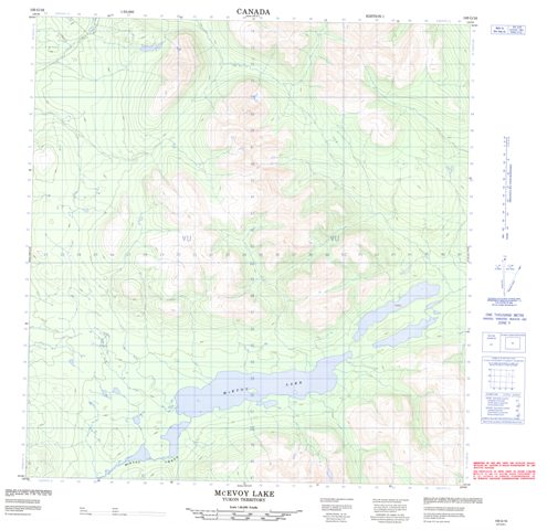 Mc Evoy Lake Topographic Paper Map 105G16 at 1:50,000 scale