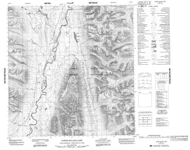 Lower Hyland Lake Topographic Paper Map 105H01 at 1:50,000 scale