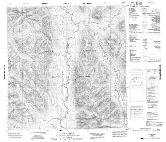 Flood Creek Topographic Paper Map 105H08 at 1:50,000 scale