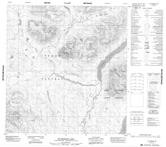 Mcpherson Lake Topographic Paper Map 105H13 at 1:50,000 scale