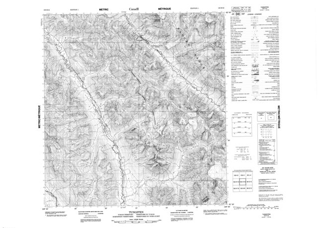 Tungsten Topographic Paper Map 105H16 at 1:50,000 scale