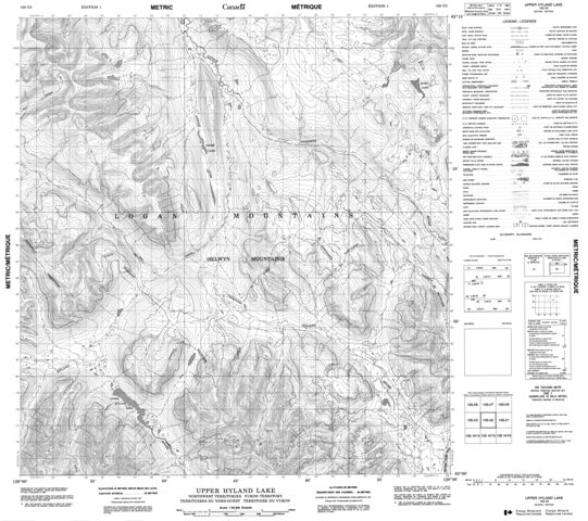 Upper Hyland Lake Topographic Paper Map 105I02 at 1:50,000 scale