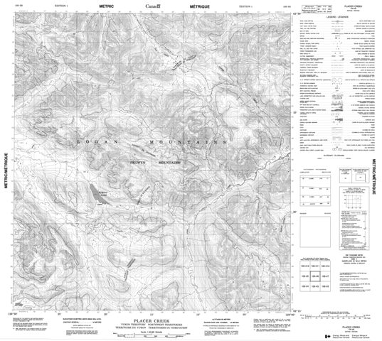 Placer Creek Topographic Paper Map 105I06 at 1:50,000 scale