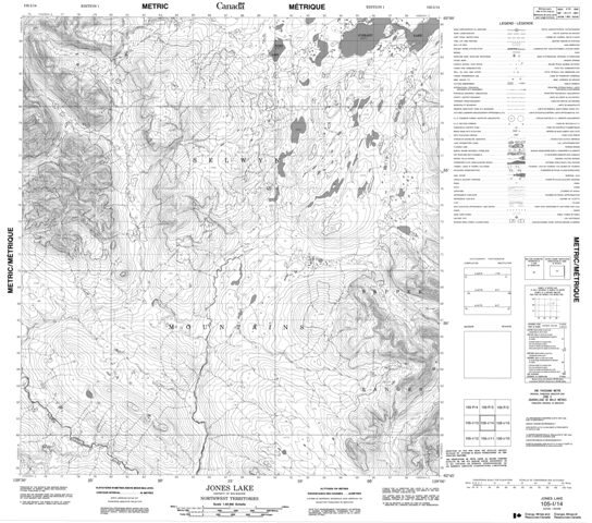 Jones Lake Topographic Paper Map 105I14 at 1:50,000 scale
