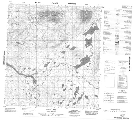 Field Lake Topographic Paper Map 105J11 at 1:50,000 scale