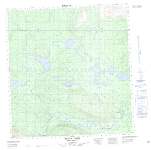 Tenas Creek Topographic Paper Map 105K01 at 1:50,000 scale