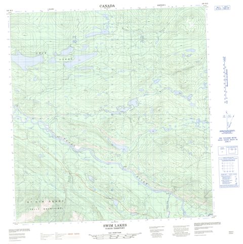 Swim Lakes Topographic Paper Map 105K02 at 1:50,000 scale
