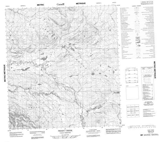Teddy Creek Topographic Paper Map 105K10 at 1:50,000 scale