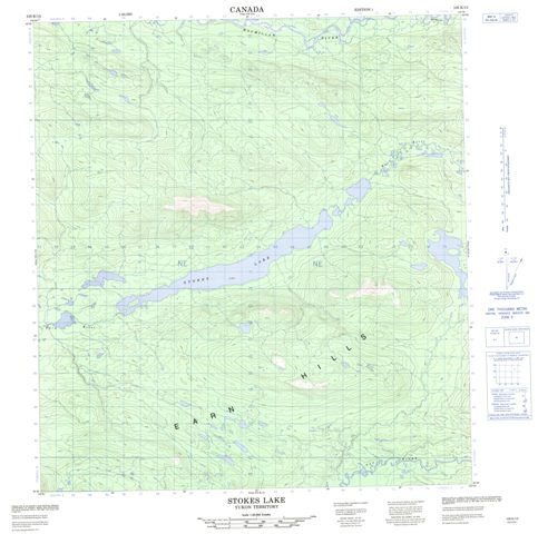 Stokes Lake Topographic Paper Map 105K13 at 1:50,000 scale