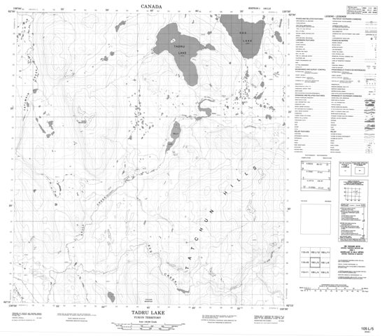 Tadru Lake Topographic Paper Map 105L05 at 1:50,000 scale