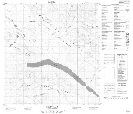 Drury Lake Topographic Paper Map 105L07 at 1:50,000 scale